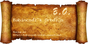 Babincsák Orbán névjegykártya
